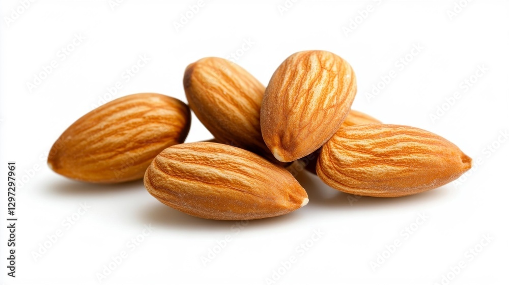 Another View of Whole Almonds on White Isolated Background. Generative AI Another View of Whole Almonds on White Isolated Background. Generative AI