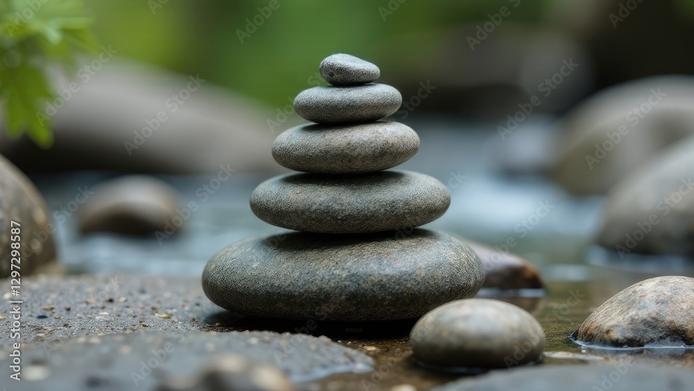 Balanced stack of Zen stones Concept of balance, harmony and peace