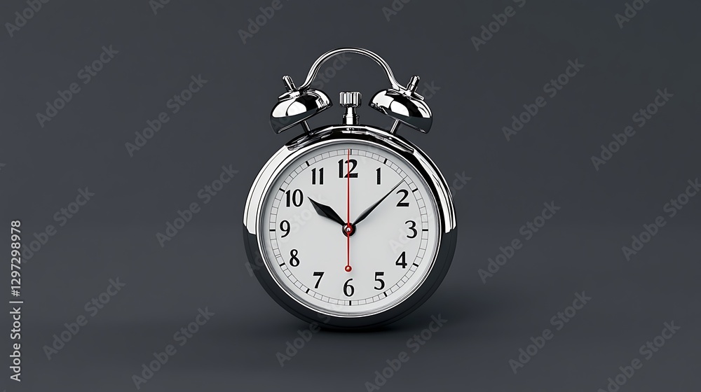 Sleek Chrome Alarm Clock: A 3D Render on Dark Gray Background AI Generated Sleek Chrome Alarm Clock: A 3D Render on Dark Gray Background AI Generated
