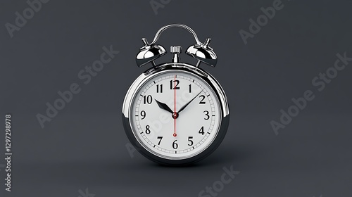 Sleek Chrome Alarm Clock: A 3D Render on Dark Gray Background AI Generated photo