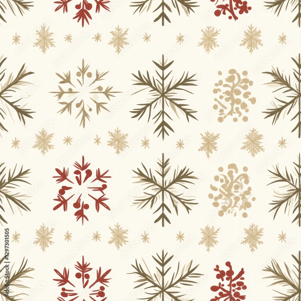 Patterns of winter flowers and snowflakes in muted colors create a cozy festive atmosphere for home decor or craft projects. Generative AI Patterns of winter flowers and snowflakes in muted colors create a cozy festive atmosphere for home decor or craft projects. Generative AI