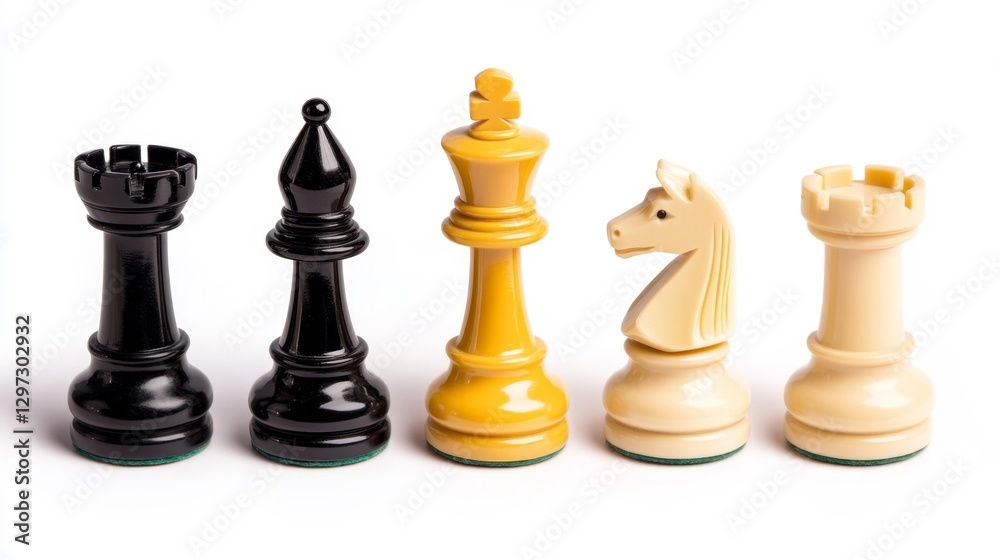 A Classic Chess Set with Pieces in the Starting Position Isolated on White Background. Generative AI A Classic Chess Set with Pieces in the Starting Position Isolated on White Background. Generative AI