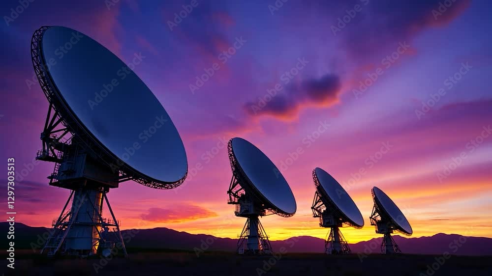Sunset over radio telescopes Sunset over radio telescopes
