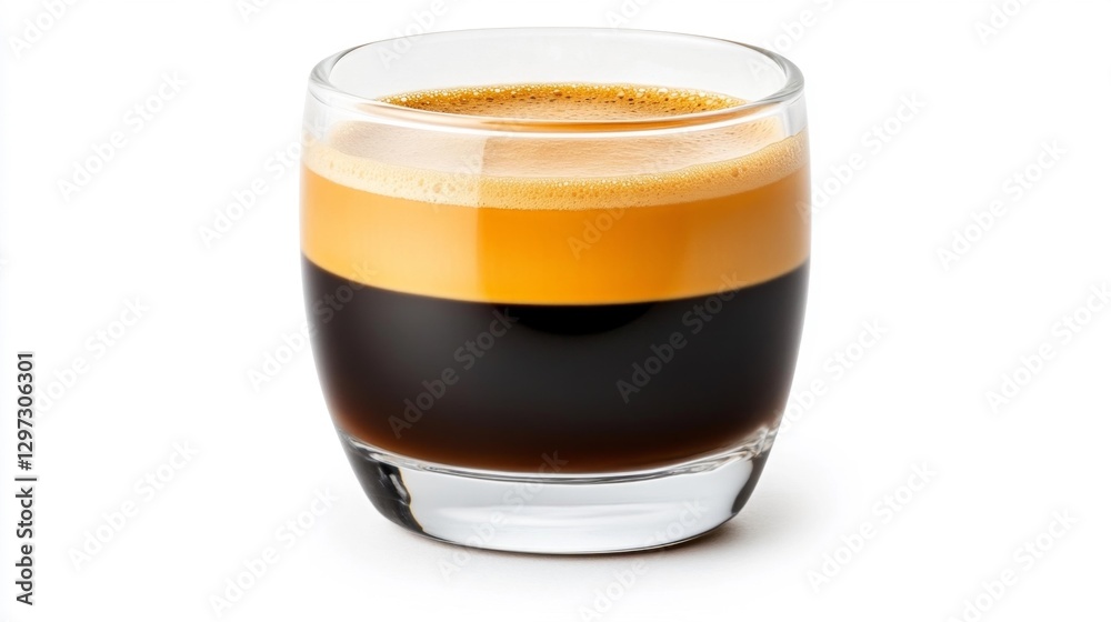 Delicious espresso with perfect crema and smooth black coffee isolated on a white background. Generative AI Delicious espresso with perfect crema and smooth black coffee isolated on a white background. Generative AI