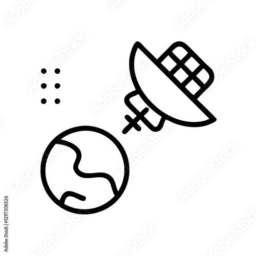 Satellite orbiting Earth graphic in minimalist style