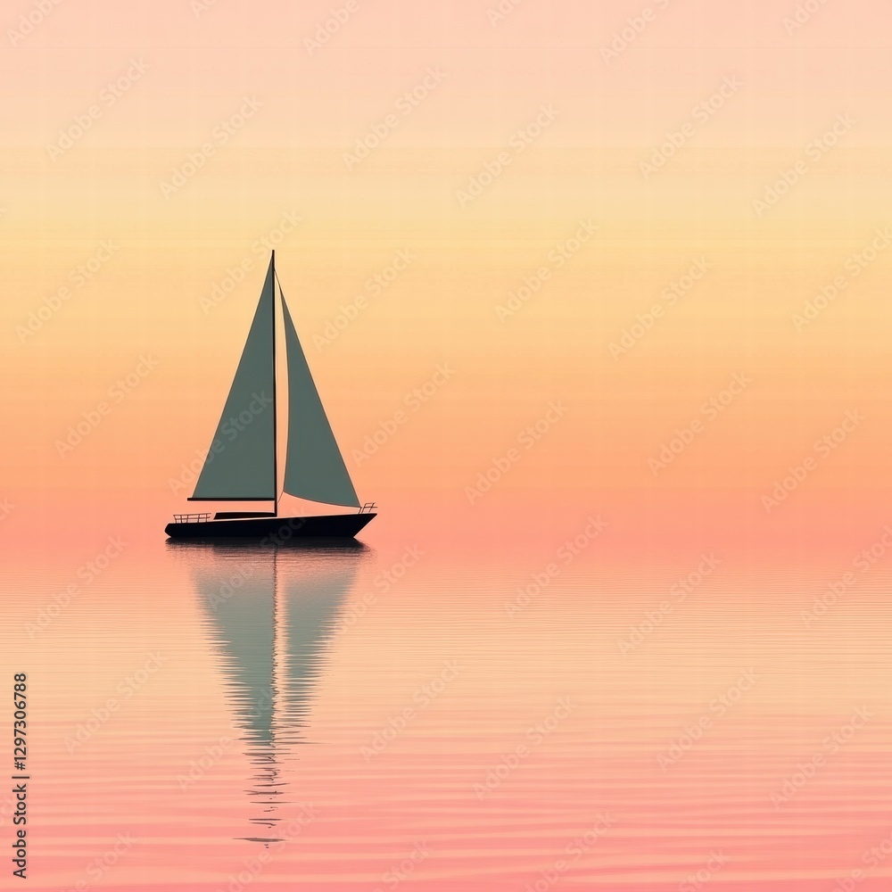 Beautiful sailboat gliding across calm waters during a serene sunset in soft pastel colors. Generative AI Beautiful sailboat gliding across calm waters during a serene sunset in soft pastel colors. Generative AI