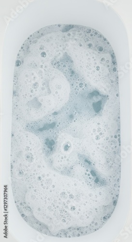 Serene Soapy Bubbles in a White Tub