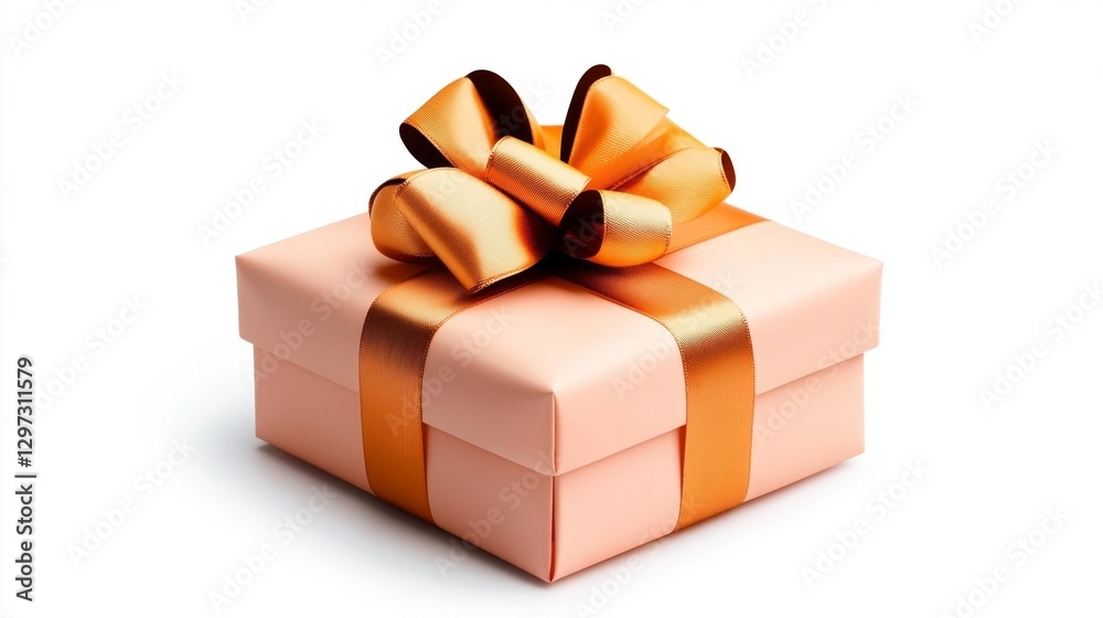 Sophisticated Gift Box Wrapped in Paper with Elegant Ribbon on White Isolated Background. Generative AI Sophisticated Gift Box Wrapped in Paper with Elegant Ribbon on White Isolated Background. Generative AI