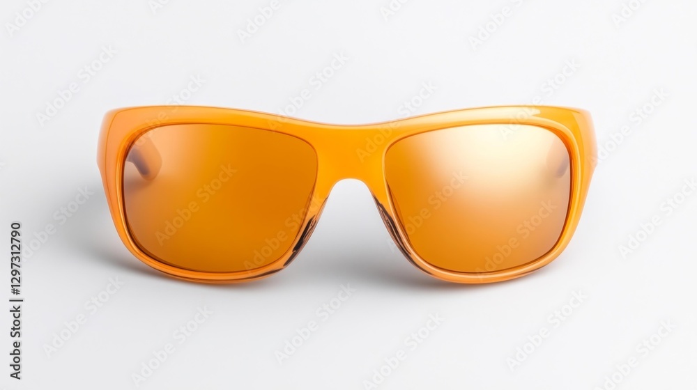 Fototapeta premium Orange Tinted Sunglasses with Bold Modern Design Isolated on White Background. Generative AI