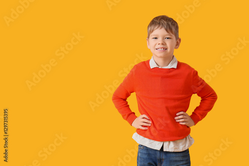 Cute little boy in red swea...