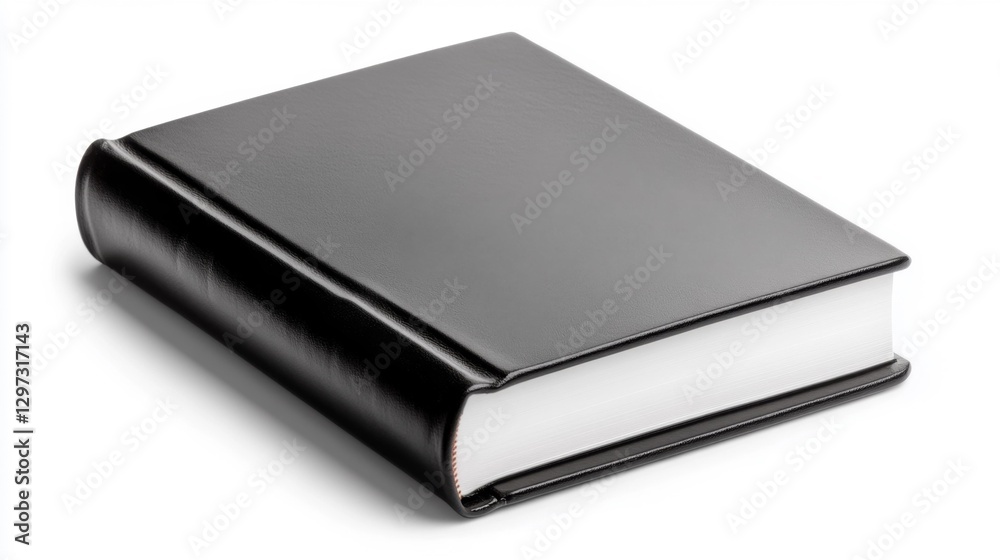 Classic Black Leather Book with a White Hardcover Isolated on White Background. Generative AI Classic Black Leather Book with a White Hardcover Isolated on White Background. Generative AI