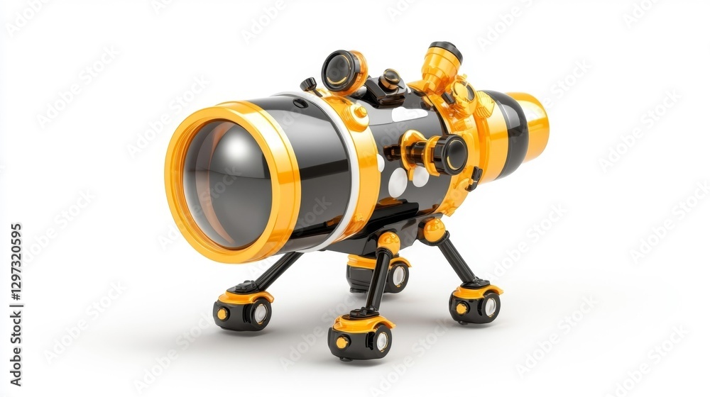 Futuristic robotic telescope with bright orange accents and detailed design. Generative AI Futuristic robotic telescope with bright orange accents and detailed design. Generative AI