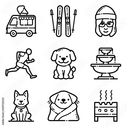 Wallpaper Mural Park Flat Icon Set Isolated On White Background Torontodigital.ca