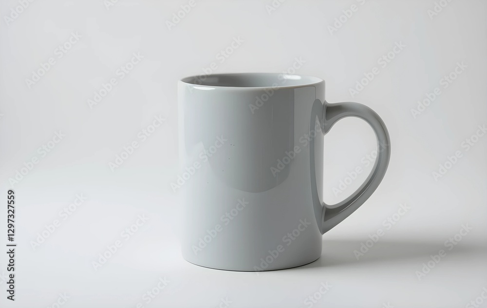 Obraz premium Blank Ceramic Sky Grey Mug Mockup for Custom Design, Sky Grey shiny coffee mug mockup, mug mockup, Grey cup mockup 