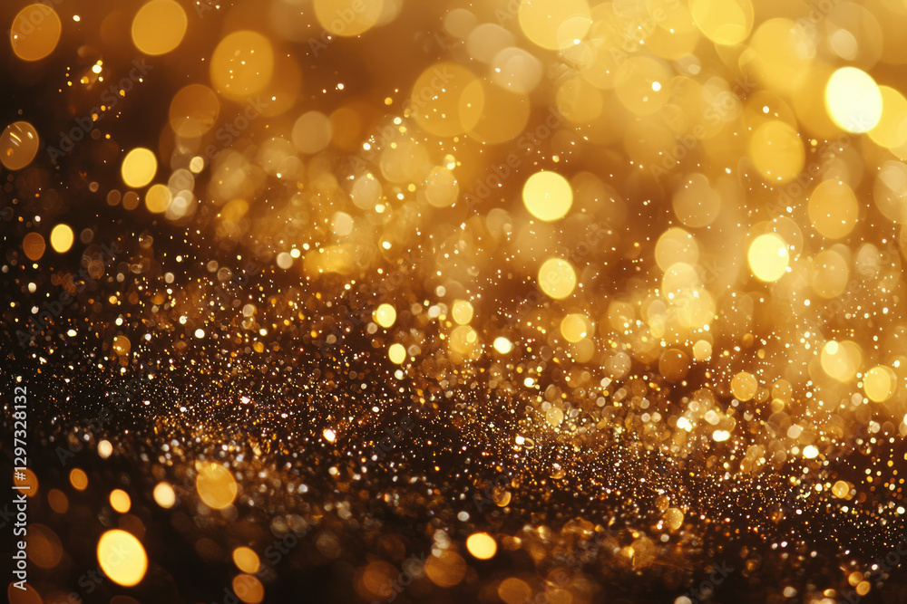 Golden bokeh lights and sparkles create a luxurious, festive background. Golden bokeh lights and sparkles create a luxurious, festive background.