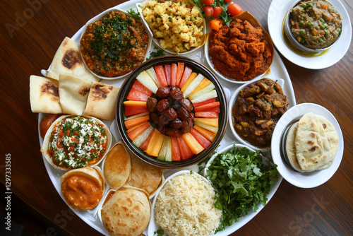 Arabic cuisine: Middle Eastern traditional lunch. It is also Ramadan 