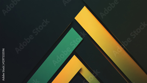 Abstract Geometric Design with Green, Yellow, and Black Shapes