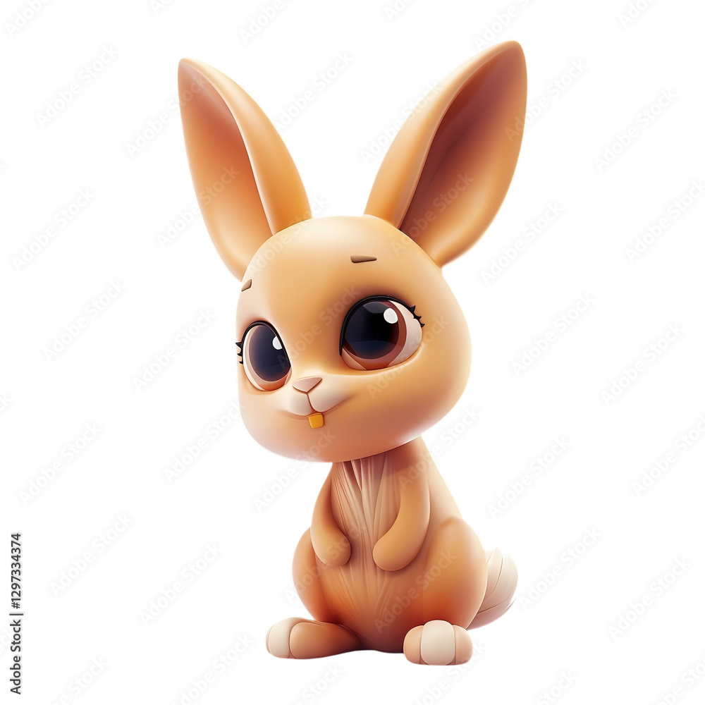 Obraz premium 3D Cute Rabbit on Transparent Background