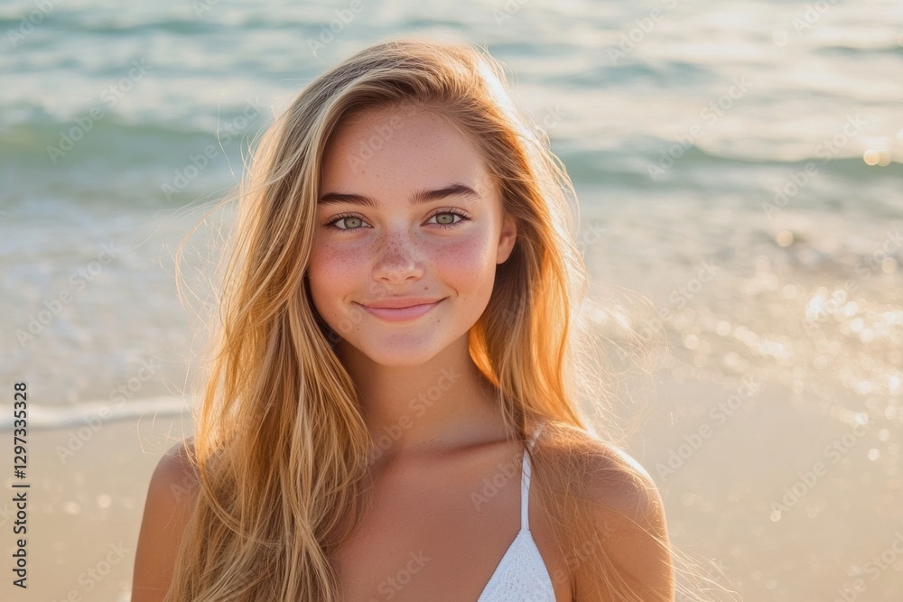 Smiling teen girl beach portrait Smiling teen girl beach portrait
