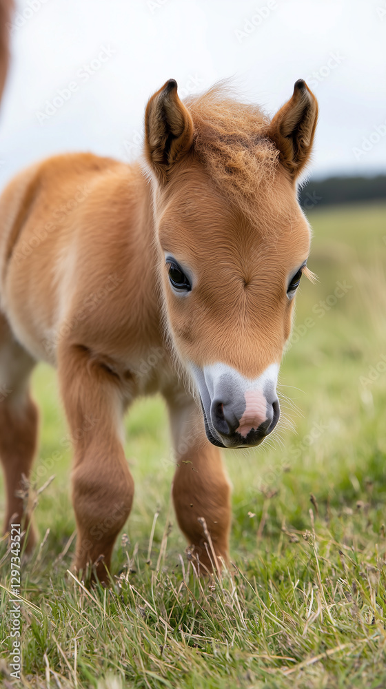 Cute Pony Baby Playing and Grazing Outdoors in a Minimalist Setting
Cute Pony Baby Playing and Grazing Outdoors in a Minimalist Setting