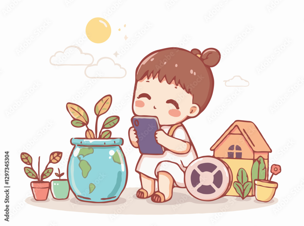Environmental Conservation: Zero Waste Living Vector Illustration Environmental Conservation: Zero Waste Living Vector Illustration