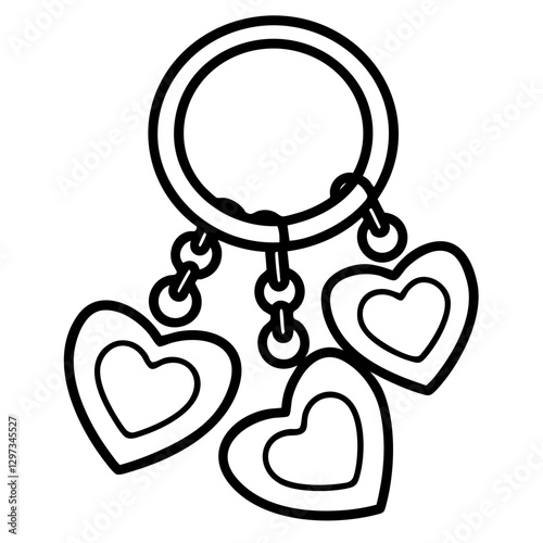 doodle love line art coquette style moblie keychain clipart hand drawn black and white outline