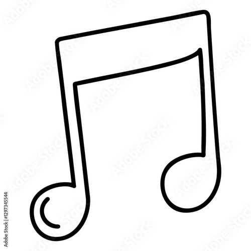 doodle love line art coquette style music note clipart hand drawn black and white outline