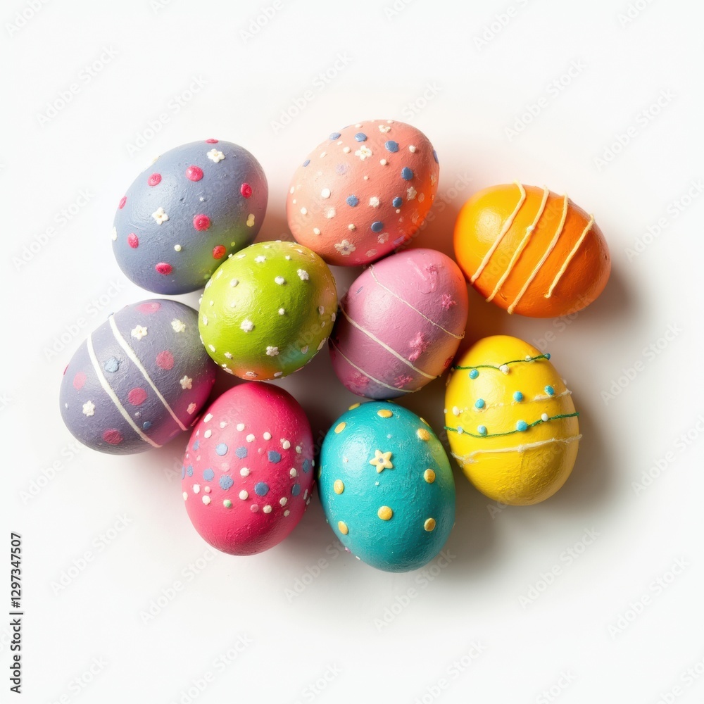 Pile of colorful Easter eggs isolated on white background Pile of colorful Easter eggs isolated on white background