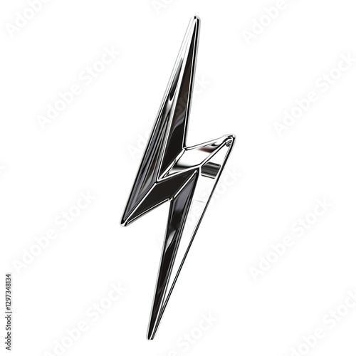 3D Silver Lightning Bold on Transparent Background