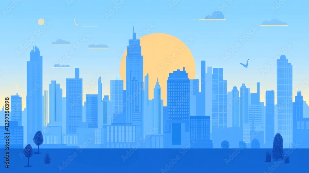 Fototapeta premium Simple city skyline at dawn, use for background or wallpaper