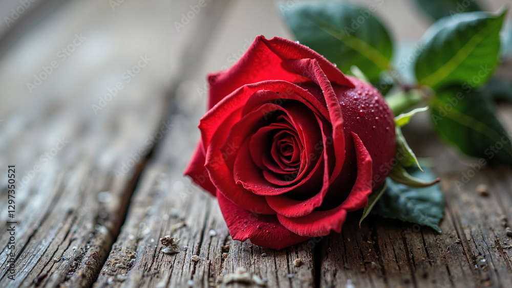 Elegant Red Rose on Rustic Wood: Perfect for Mother's Day Cards, Floral Ads, and Romantic Event Promotions Elegant Red Rose on Rustic Wood: Perfect for Mother's Day Cards, Floral Ads, and Romantic Event Promotions
