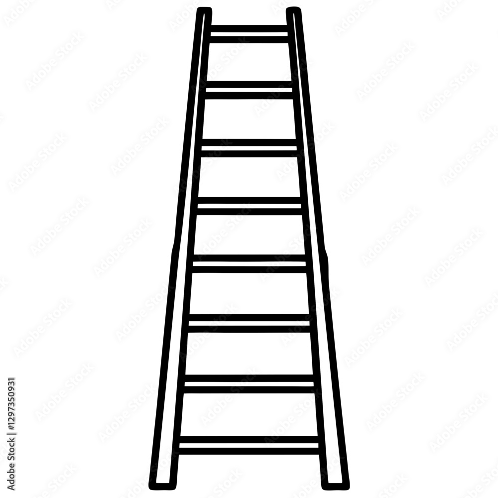 a black line illustration of a wooden ladder, symbolizing progress and growth a black line illustration of a wooden ladder, symbolizing progress and growth