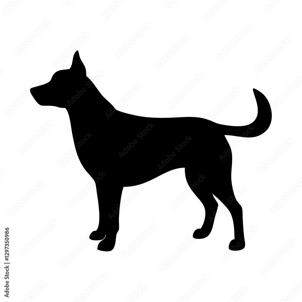 Black silhouette of a dog standing profile vector illustration Black silhouette of a dog standing profile vector illustration