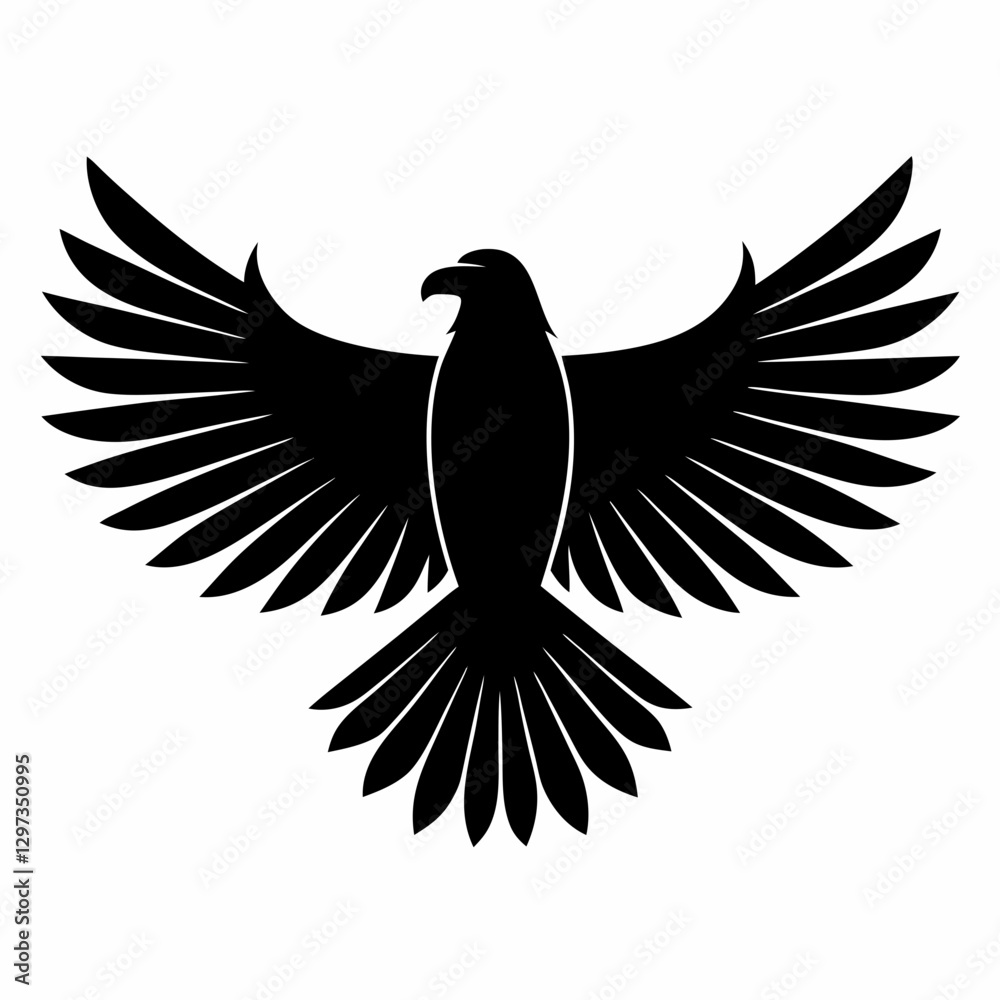 Obraz premium Majestic Eagle Silhouette with Wings Spread Wide vector illustration