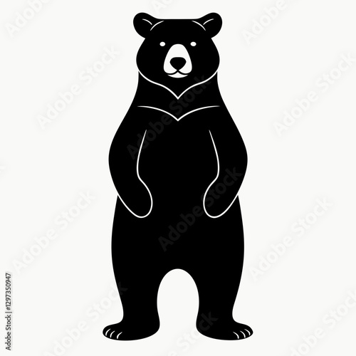 a black bear illustration standing upright with a welcoming presence. The bear has a striking black coat vector illustration