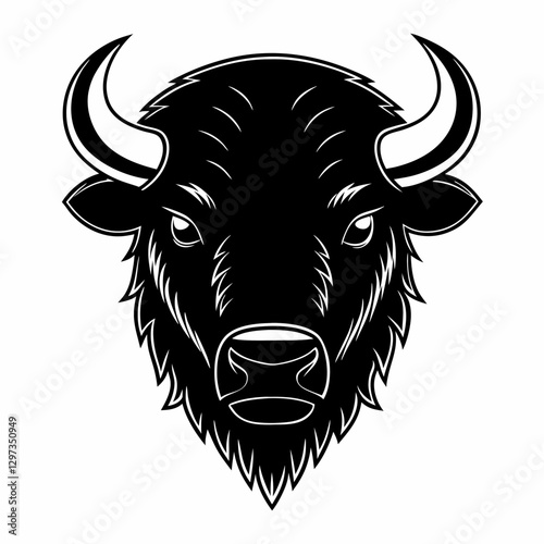 a majestic bison head in black and white, symbolizing strength and resilience vector illustration