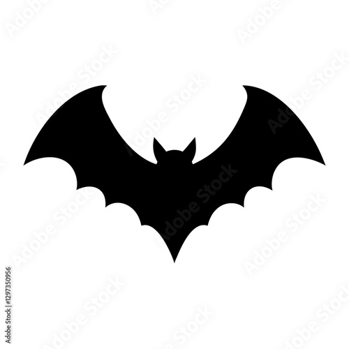 a simple black silhouette of a bat with its wings spread wide, perfect for adding a touch of mystery or spookiness to your designs. vector illustration