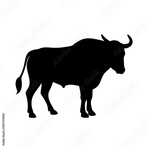 a silhouette image of a powerful bull standing firmly, The strong silhouette of the bull embodies resilience and determination vector illustration