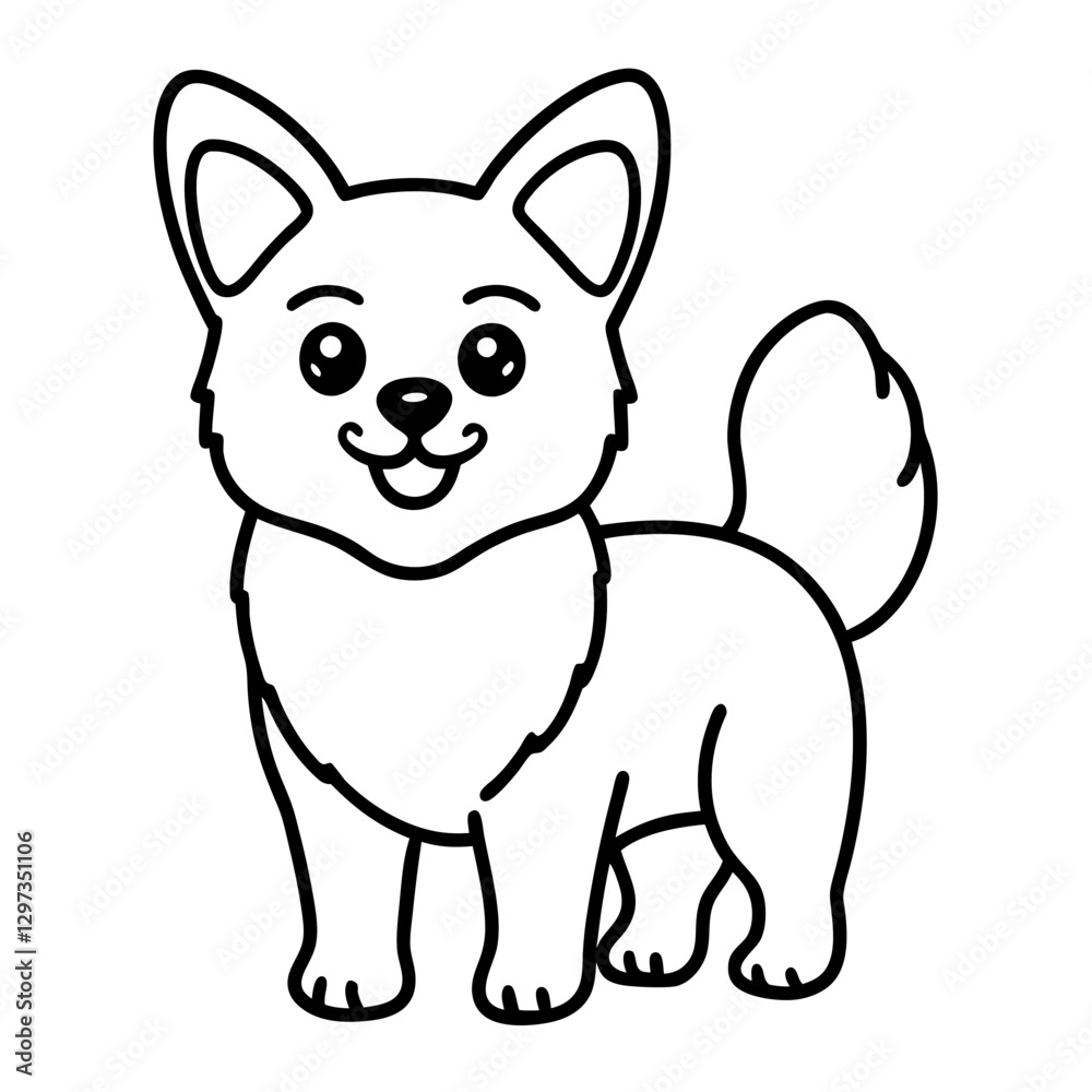 cute smiling dog outline illustration. The image is minimalist and perfect for coloring vector illustration cute smiling dog outline illustration. The image is minimalist and perfect for coloring vector illustration