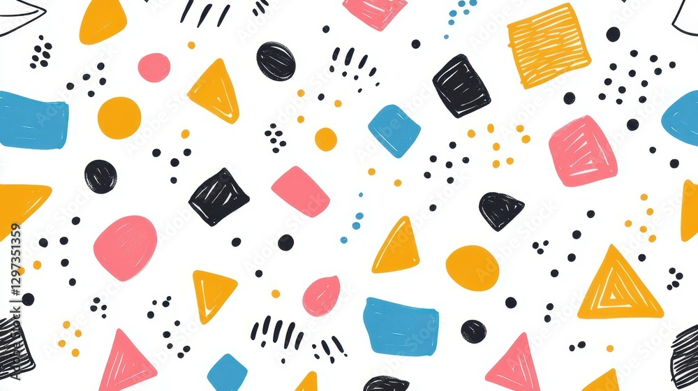 Vibrant doodle patterns with abstract shapes and hues that capture a modern, minimalist aesthetic for creative designs. Vibrant doodle patterns with abstract shapes and hues that capture a modern, minimalist aesthetic for creative designs.