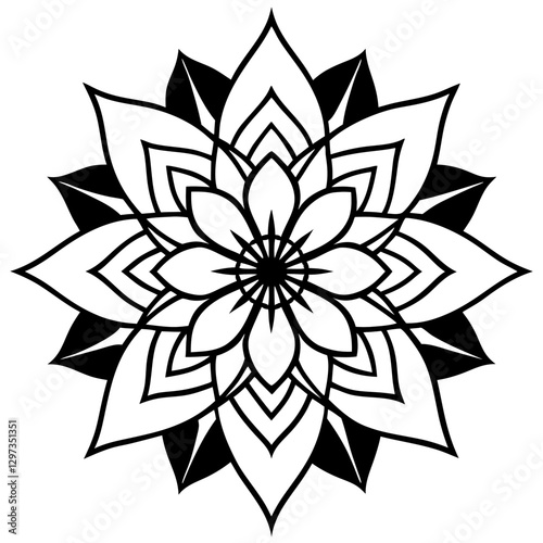 a beautiful flower mandala with intricate details, perfect for meditation and relaxation. The design features a symmetrical pattern, creating a sense of harmony and balance vector illustration
