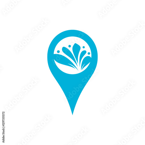 Yoga or Spa locate logo design. Spa and gps pin icon logo.