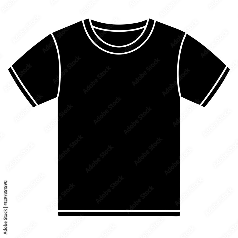 a simple black t-shirt, perfect for various designs and casual wear. The t-shirt is shown as a silhouette, clean lines make it versatile vector illustration a simple black t-shirt, perfect for various designs and casual wear. The t-shirt is shown as a silhouette, clean lines make it versatile vector illustration