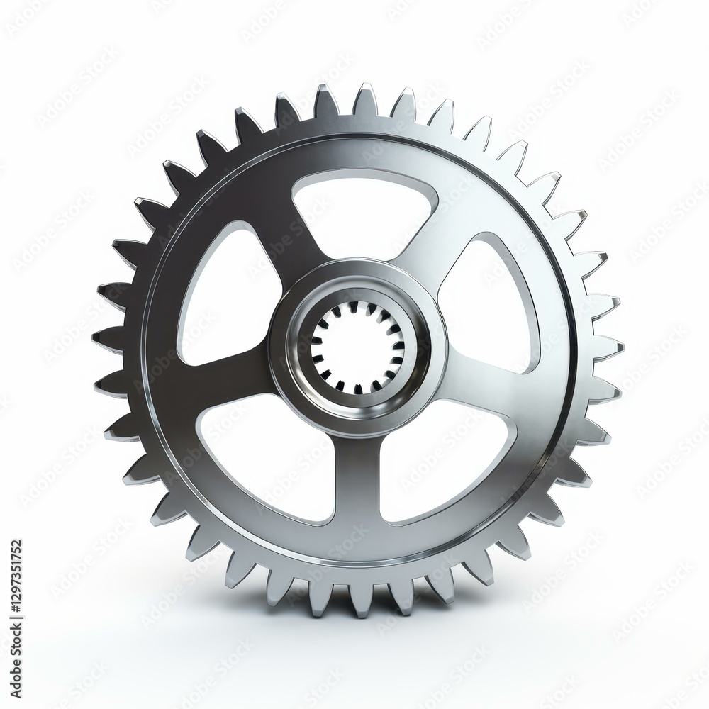 A clean, diecut gear design stands alone against a crisp white backdrop, showcasing its intricate teeth and structure. A clean, diecut gear design stands alone against a crisp white backdrop, showcasing its intricate teeth and structure.