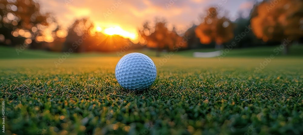 Sunset serenity a golf balls journey on the course