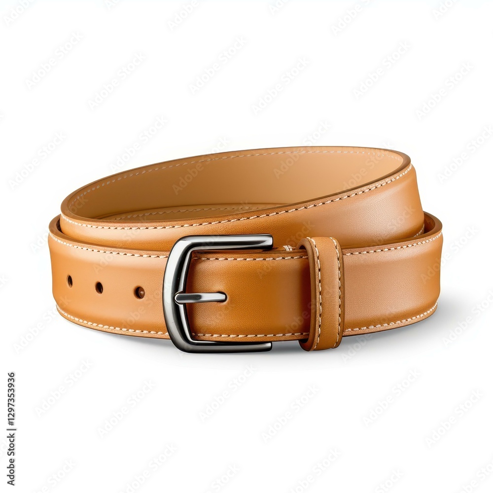 A sleek di cut of a classic belt, neatly isolated against a clean white background for a minimalist look. A sleek di cut of a classic belt, neatly isolated against a clean white background for a minimalist look.
