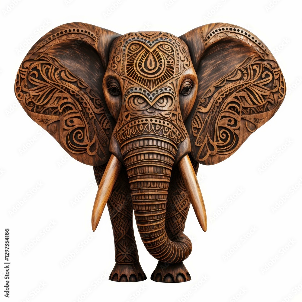 Obraz premium This Di Cut image features a majestic elephant, a timeless symbol of power and wisdom, set against a crisp white background.