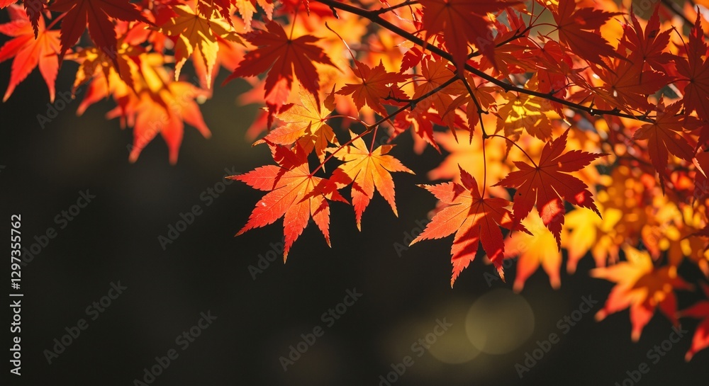 Vibrant autumn leaves glowing in warm sunlight, evoking a sense of tranquility and seasonal change, capturing the essence of fall in a blurred background Vibrant autumn leaves glowing in warm sunlight, evoking a sense of tranquility and seasonal change, capturing the essence of fall in a blurred background