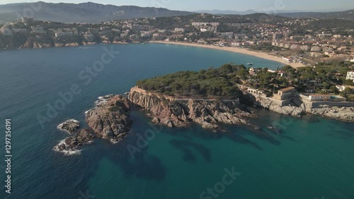 stunning drone footage flying over a rugged rocky shore