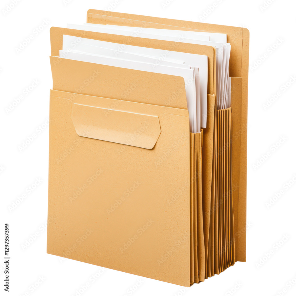 Organized file folder with paperwork for office use , isolated on transparent background Organized file folder with paperwork for office use , isolated on transparent background